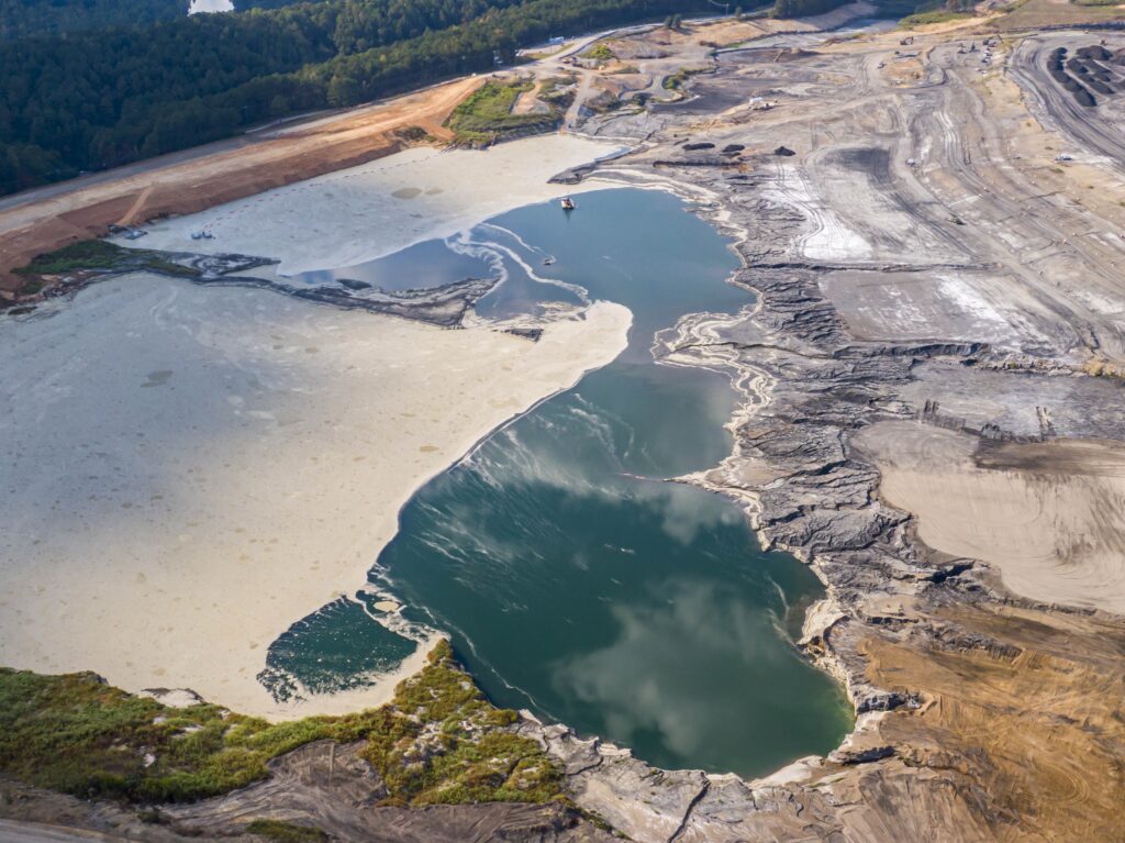 An unlined coal ash pond in western Jefferson County, Alabama. Credit: Lee Hedgepeth/Inside Climate News